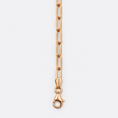 VILOS rose gold paperclip bracelet hallmark and clasp detail