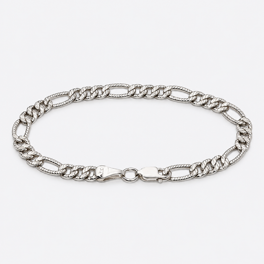 Textured Figaro Chain Bracelet