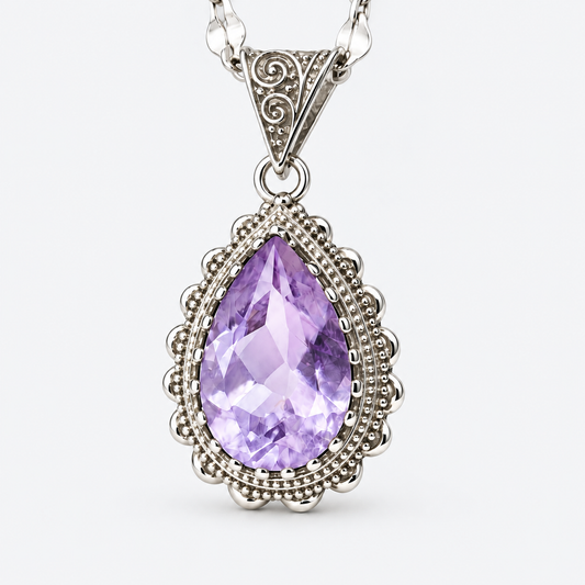 Teardrop Amethyst Necklace