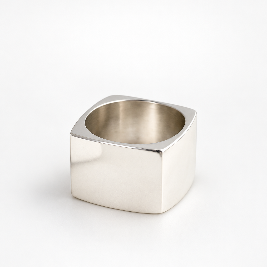 VILOS Casted Square Ring in solid sterling silver front view