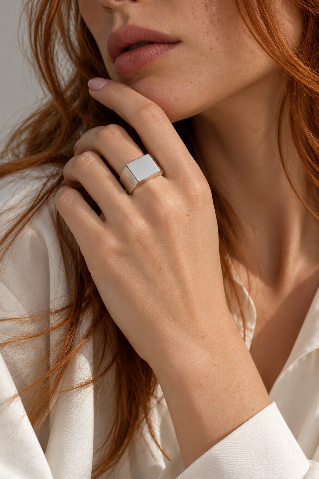 VILOS Casted Square Ring worn on hand