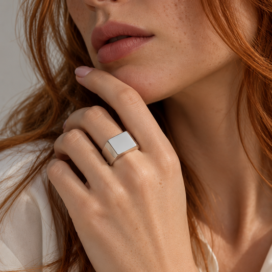 VILOS Casted Square Ring worn on hand