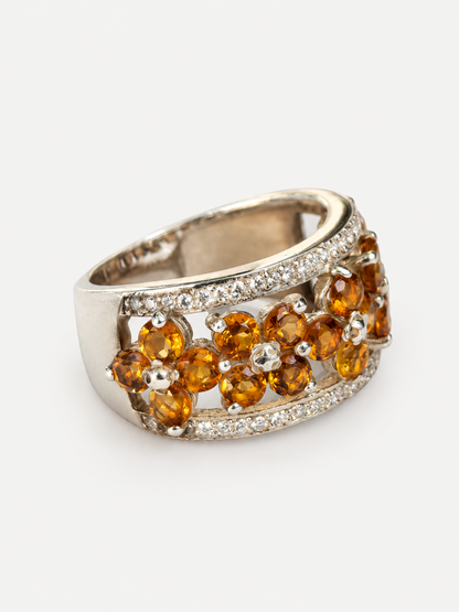 Citrine Evening Band in Sterling Silver .925 with faceted citrine