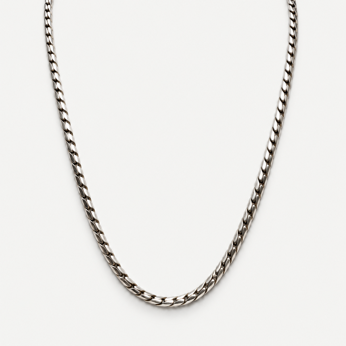 Curb Wheat Necklace in Sterling Silver .925, front view