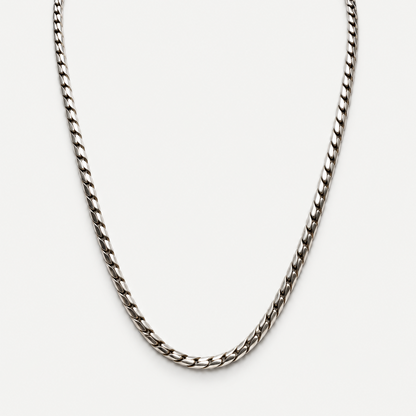 Curb Wheat Necklace in Sterling Silver .925, front view