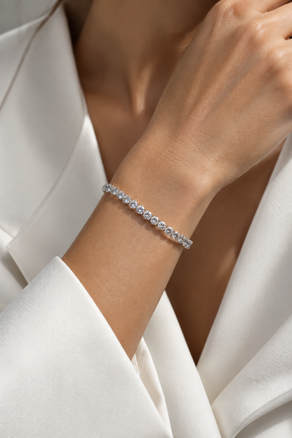 VILOS 5mm cubic zirconia tennis bracelet worn on wrist