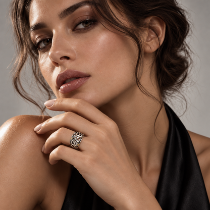 Ember Ring in Sterling Silver .925 with 18k gold accents, front view