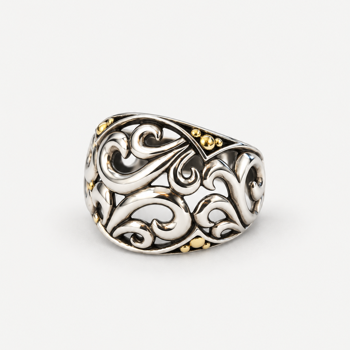 Ember Ring in Sterling Silver .925 with 18k gold accents, alternate view