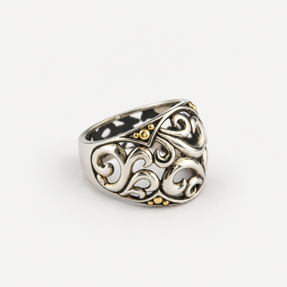Ember Ring in Sterling Silver .925 with 18k gold accents, detail view