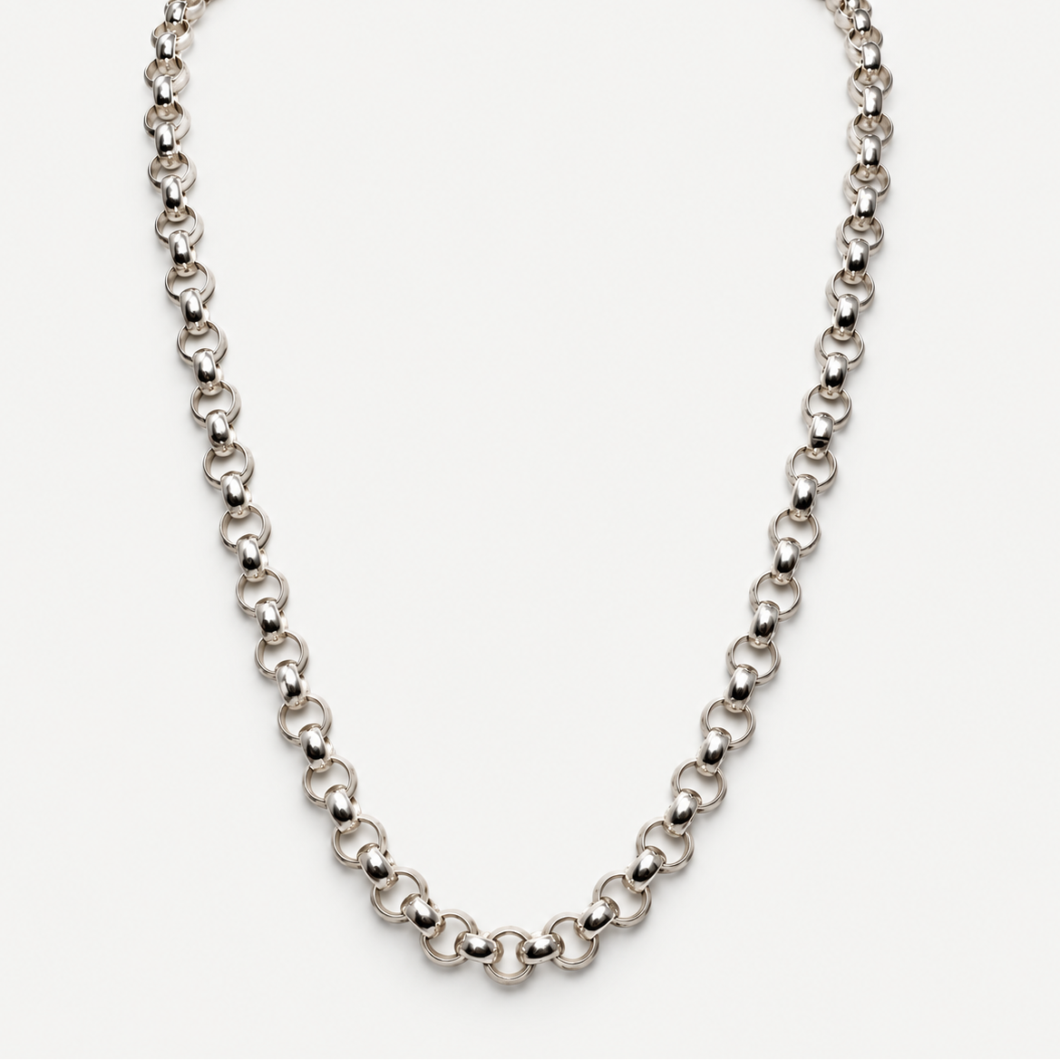 Flat Cable Necklace link detail in Sterling Silver .925