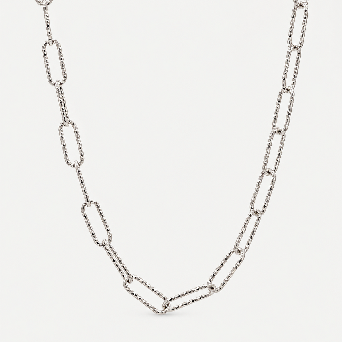 Frosted Paper Clip Necklace in Sterling Silver .925, alternate view