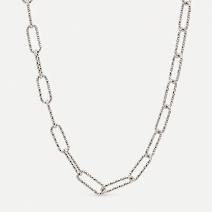 Frosted Paper Clip Necklace in Sterling Silver .925, alternate view