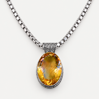 Oval Citrine Pendant and Necklace in sterling silver