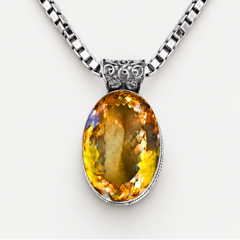 Oval Citrine Pendant and Necklace alternate product view