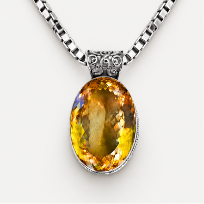 Oval Citrine Pendant and Necklace alternate product view