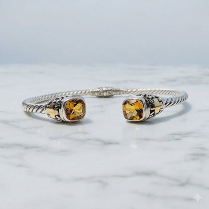 Cross & Citrine Cuff Bracelet