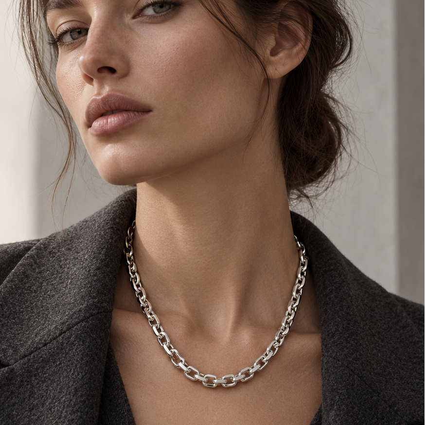 Rolo Cable Necklace styled on a model