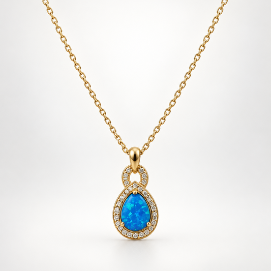 VILOS Shimmering Opalite Pendant in gold-plated sterling silver
