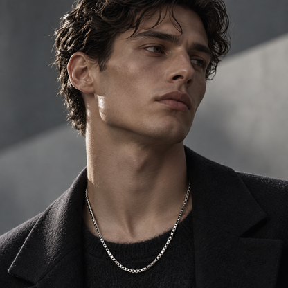 Signature Box Chain in Sterling Silver .925, styled view