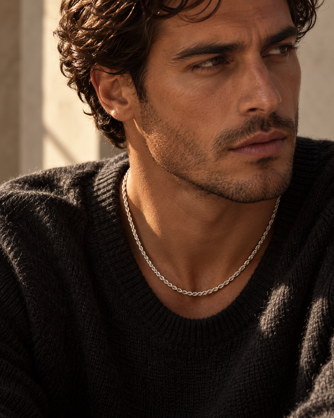 Signature Rope Necklace in Sterling Silver .925, styled view