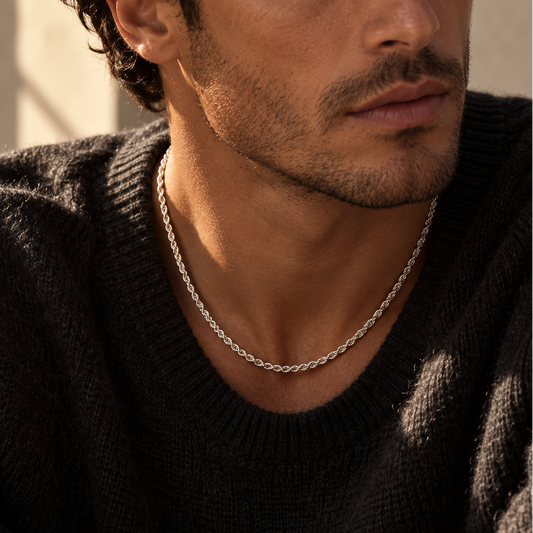 Signature Rope Necklace in Sterling Silver .925, styled view