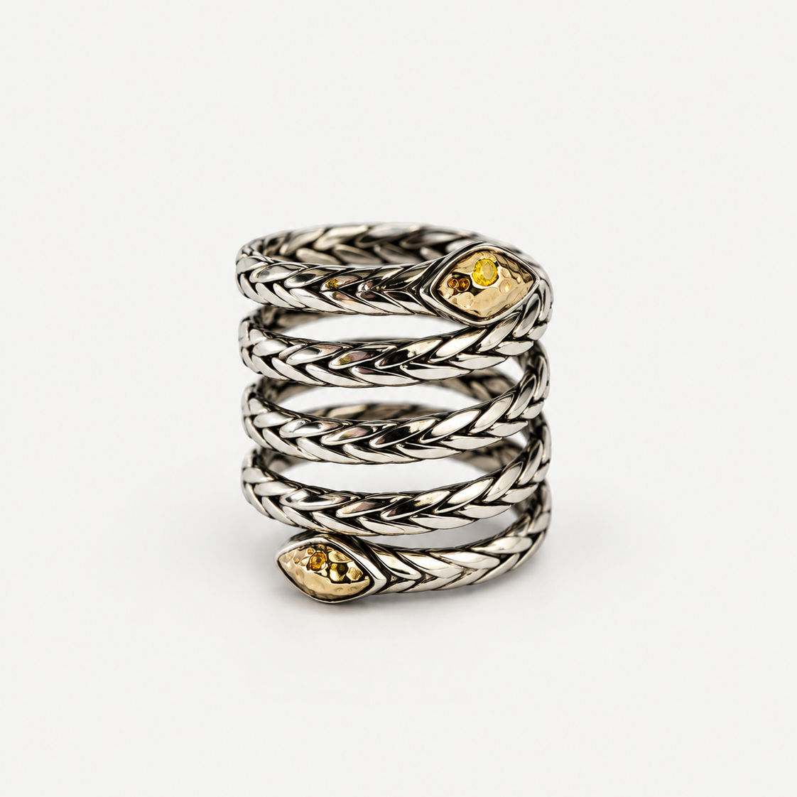VILOS Snake Ring in sterling silver and 18k gold, alternate view