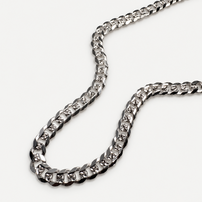 Textured Cuban Necklace in Sterling Silver .925