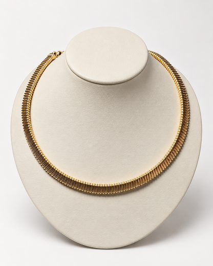 VILOS Tubogas Choker Necklace displayed on jewelry bust