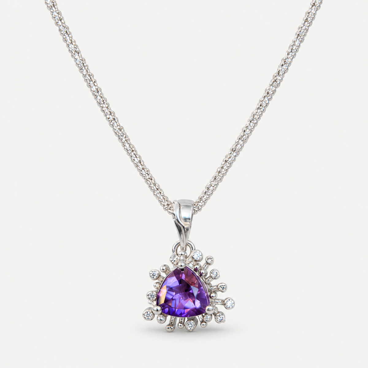Amethyst Starburst Pendant Necklace front view