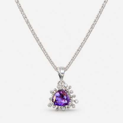 Amethyst Starburst Pendant Necklace front view