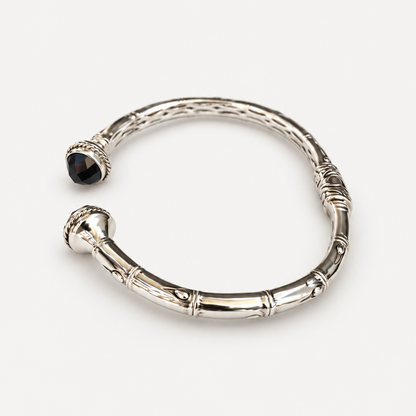 Black Onyx Bamboo Cuff Bracelet angled view
