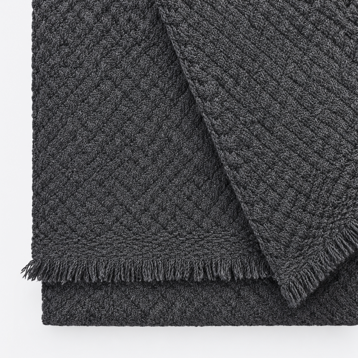 Charcoal scarf textile weave detail