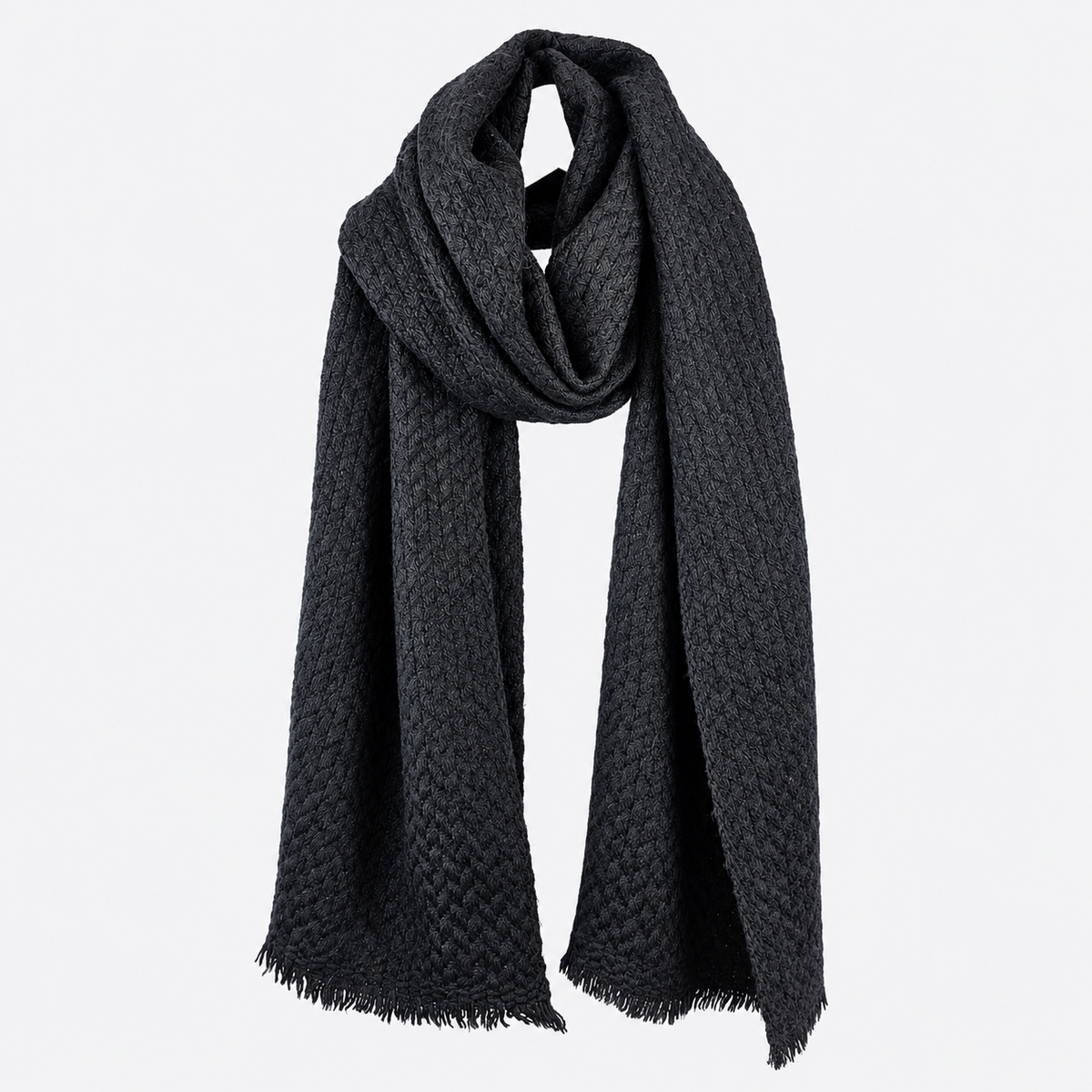 Charcoal textured scarf draped view