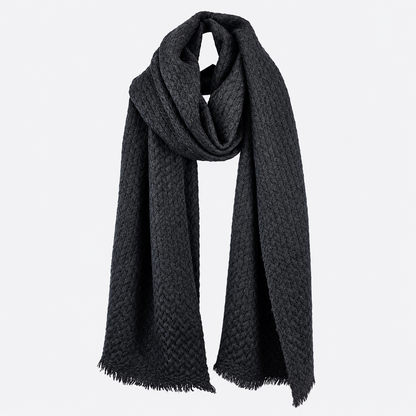 Charcoal textured scarf draped view