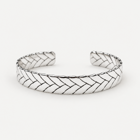 Chevron Cuff Bracelet sterling silver front chevron pattern view