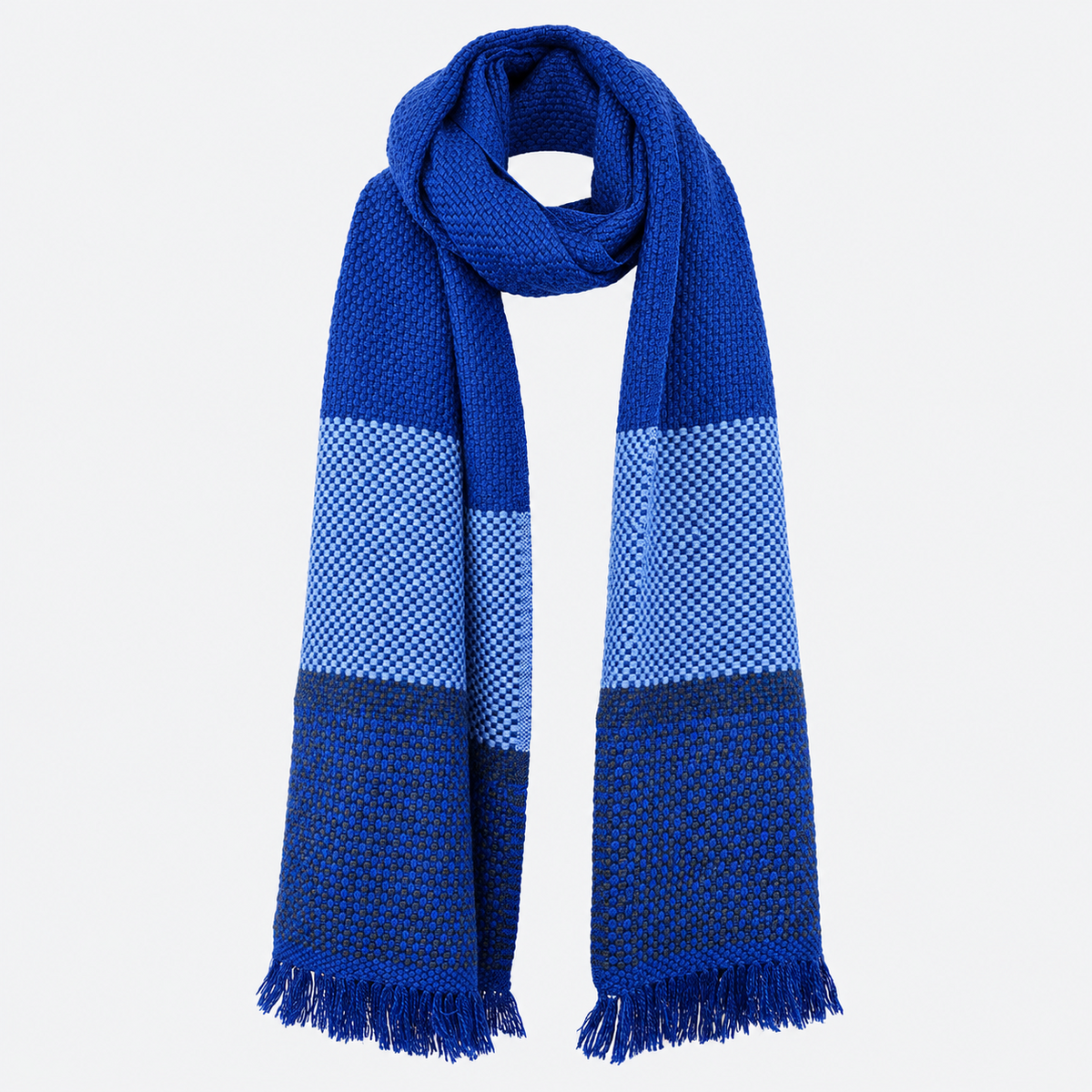 Cobalt blue colorblock scarf front drape