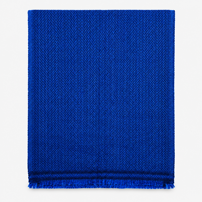 Cobalt herringbone scarf folded product view