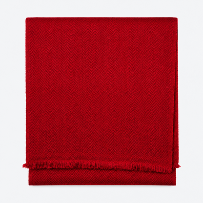 Crimson herringbone scarf folded product view