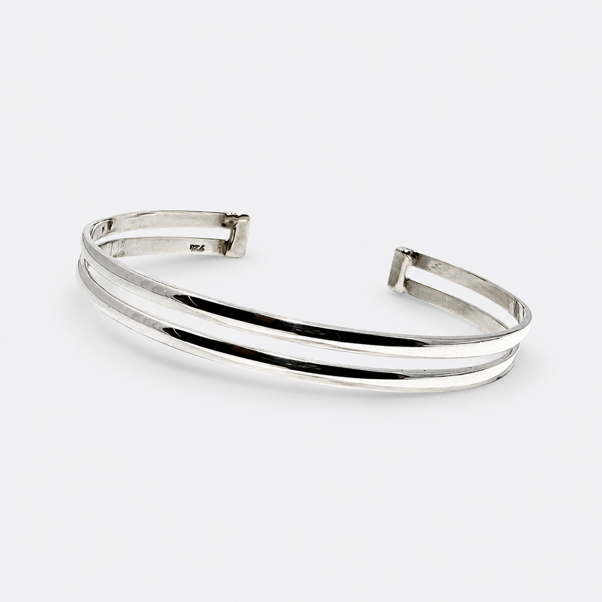 Double-Band Cuff Bracelet sterling silver studio product photograph
