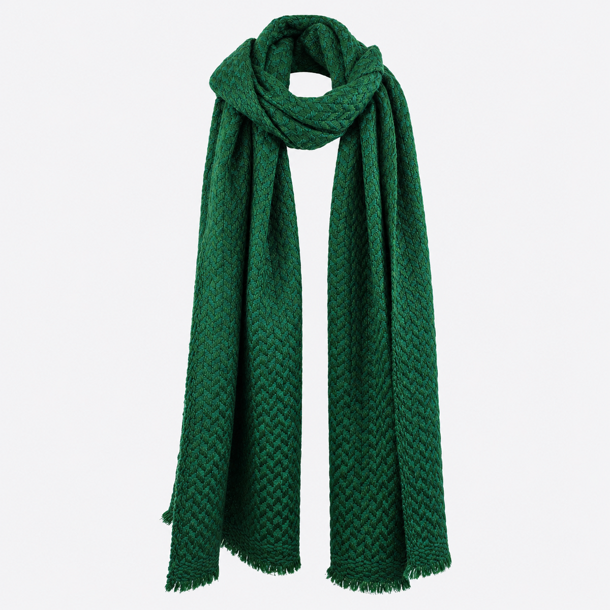 Emerald textured scarf full-length view