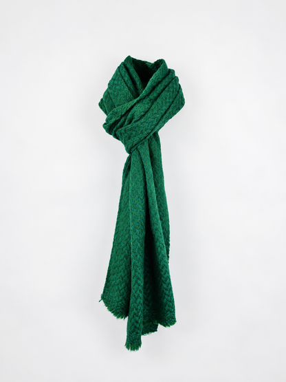 Emerald scarf styled in a wrapped knot