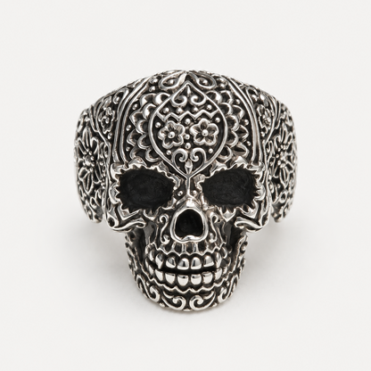 Floral Skull Ring front view
