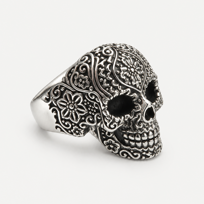 Floral Skull Ring side profile