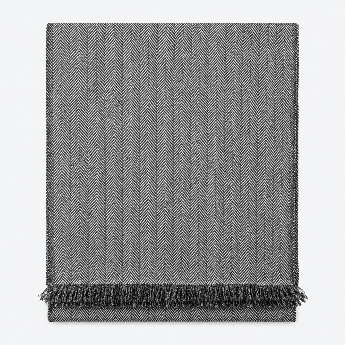 Gray herringbone scarf flat folded product view