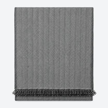 Gray herringbone scarf flat folded product view
