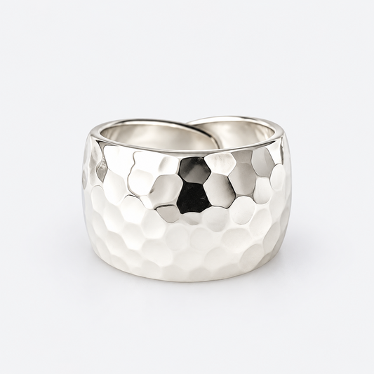 Hammered Sculptural Ring frontal view