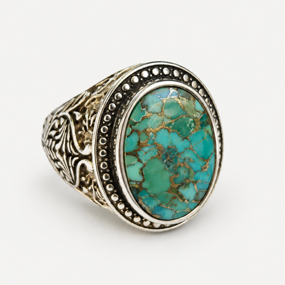 Matrix Turquoise Signet Ring angled front view