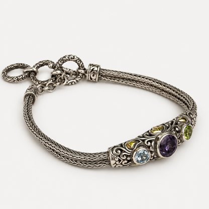 Mosaic Gemstone Woven Bracelet angled view