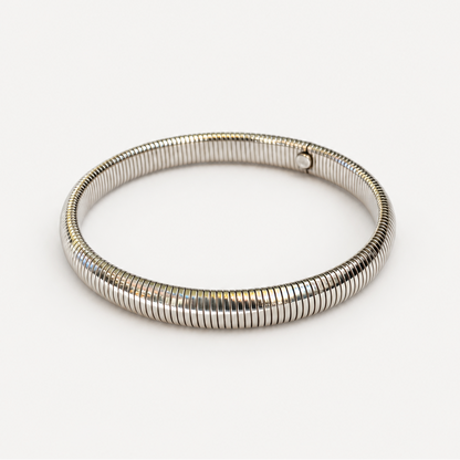 Omega Stretch Bangle Bracelet sterling silver tubular ribbed bangle