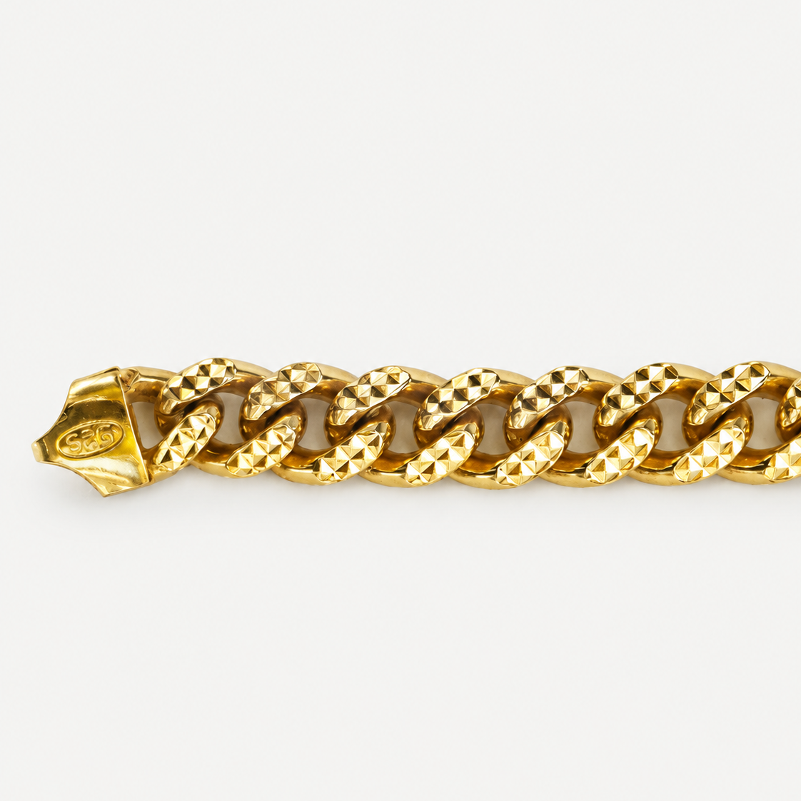Reversible Cuban Link Bracelet diamond-cut texture